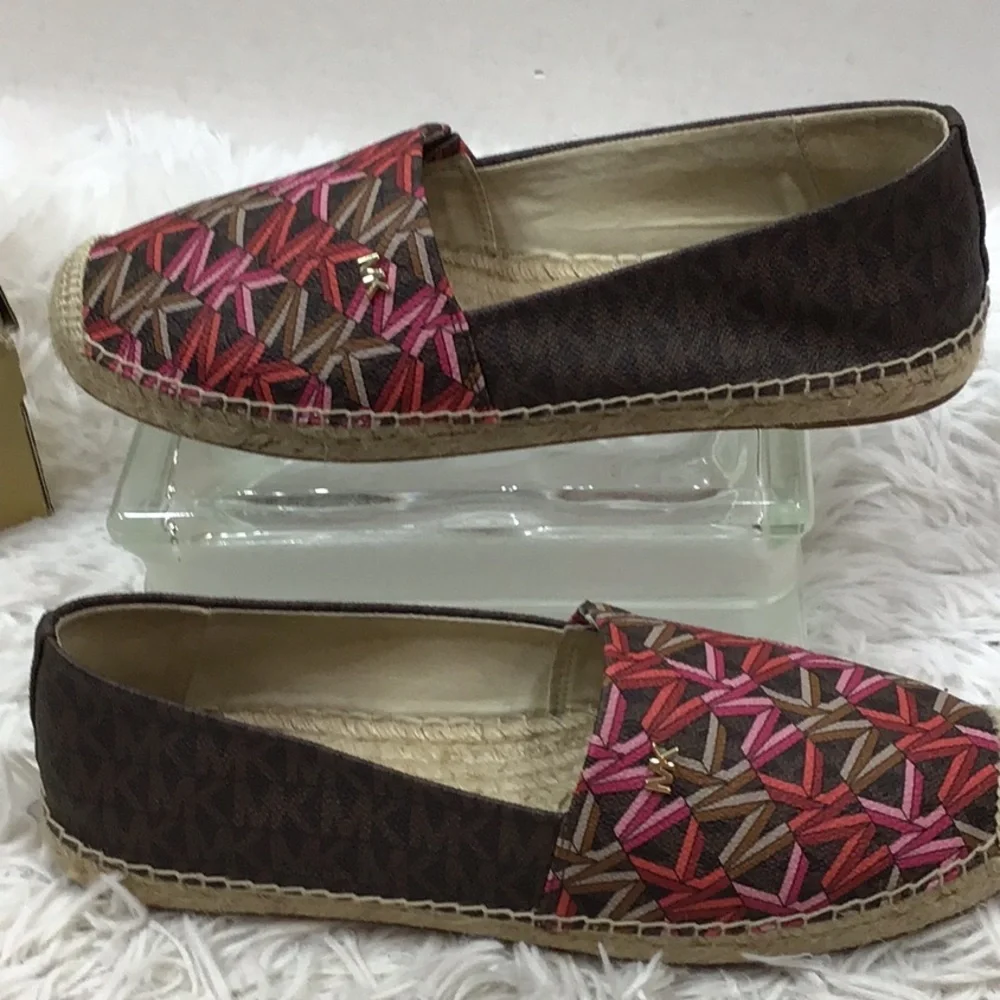 Michael Michael Kors Kendrick Vibrant Pink and Brown Espadrilles 8.5